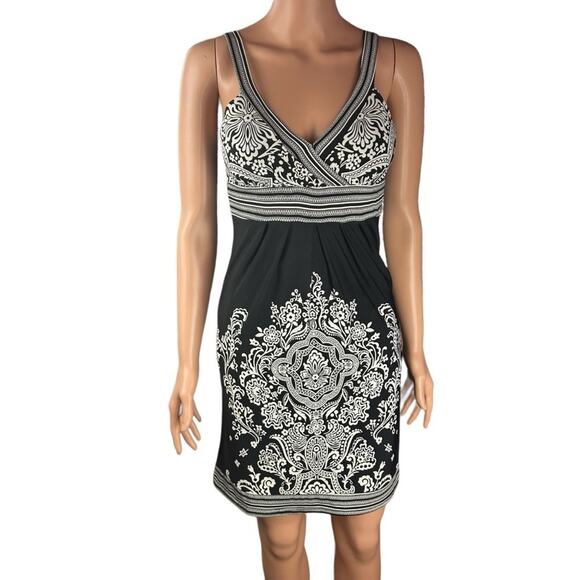 Anne Klein Sleeveless Dress Black White V-Neck Padded Chest Material Stretches - Picture 1 of 9